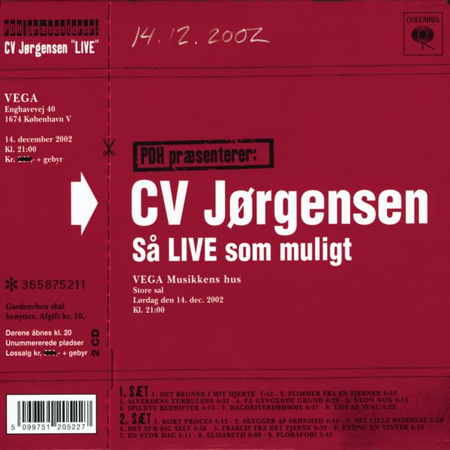 Album cover art for Så Live Som Muligt