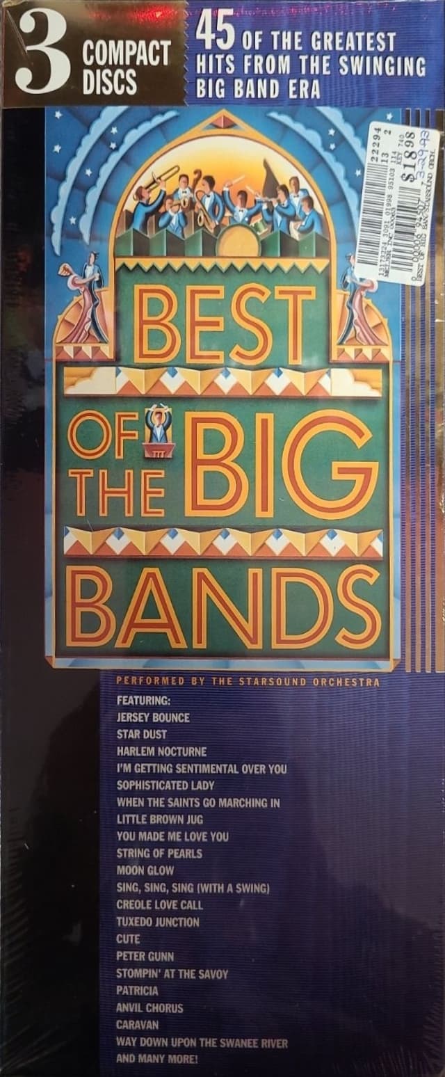 Album cover art for Best of the Big Bands: 45 of the Greatest Hits from the Swinging Big Band Era